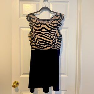 Zebra Print Ruffle Sleeve Dress